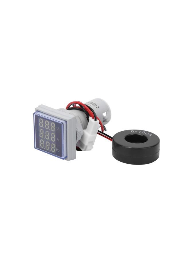 AC Voltage Current Display Meter, AC 60-500V 0-100A 20-75 Hz Frequency Meter Multifunction Power Energy Panel Meter LCD Digital Display Ammeter Voltmeter(White) - Image 1