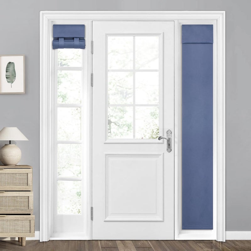 HOMEIDEAS HOMEIDEAS 100% Blackout Sidelight Curtains for Front Door  Side Door Window Curtains  Front Door Curtains for Small Window  Thermal Insulated Door Window Covering  (1 Panel  W12 X L54  Stone Blue) - Image 1