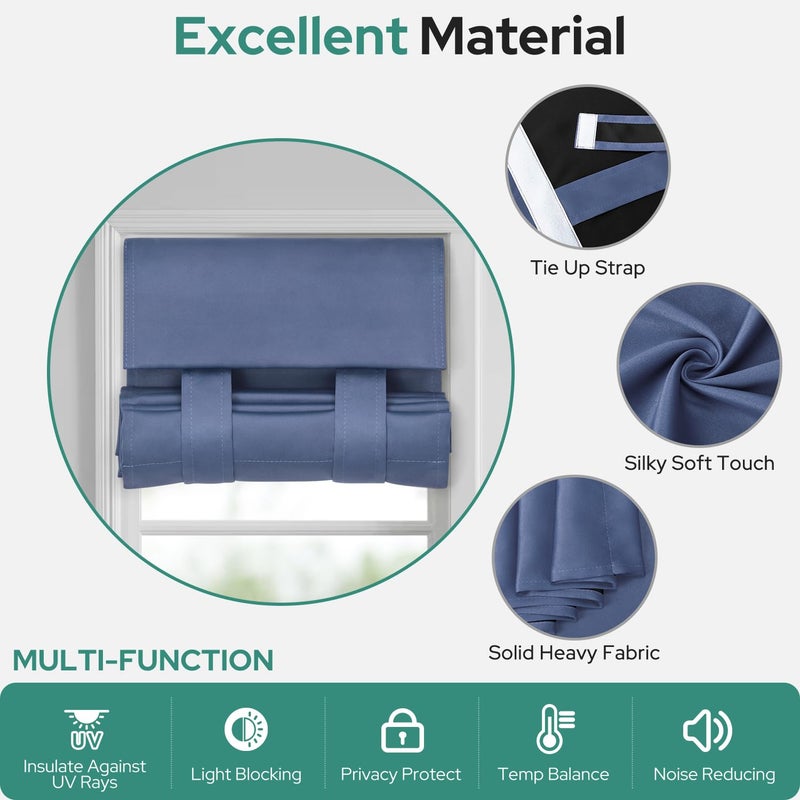 HOMEIDEAS HOMEIDEAS 100% Blackout Sidelight Curtains for Front Door  Side Door Window Curtains  Front Door Curtains for Small Window  Thermal Insulated Door Window Covering  (1 Panel  W12 X L54  Stone Blue) - Image 5