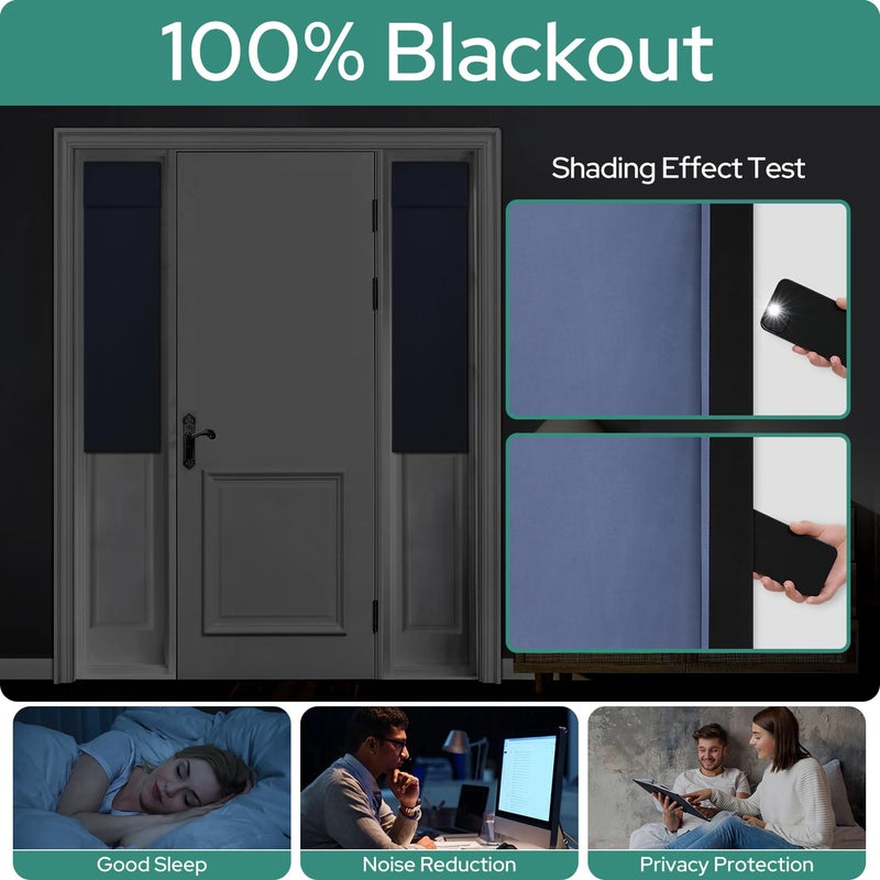 HOMEIDEAS HOMEIDEAS 100% Blackout Sidelight Curtains for Front Door  Side Door Window Curtains  Front Door Curtains for Small Window  Thermal Insulated Door Window Covering  (1 Panel  W12 X L54  Stone Blue) - Image 2