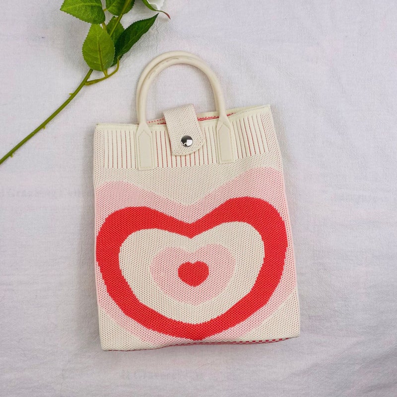 Silicone Handle Mini Knitted Crossbody Bag – Medium Square Design for Women - Image 1
