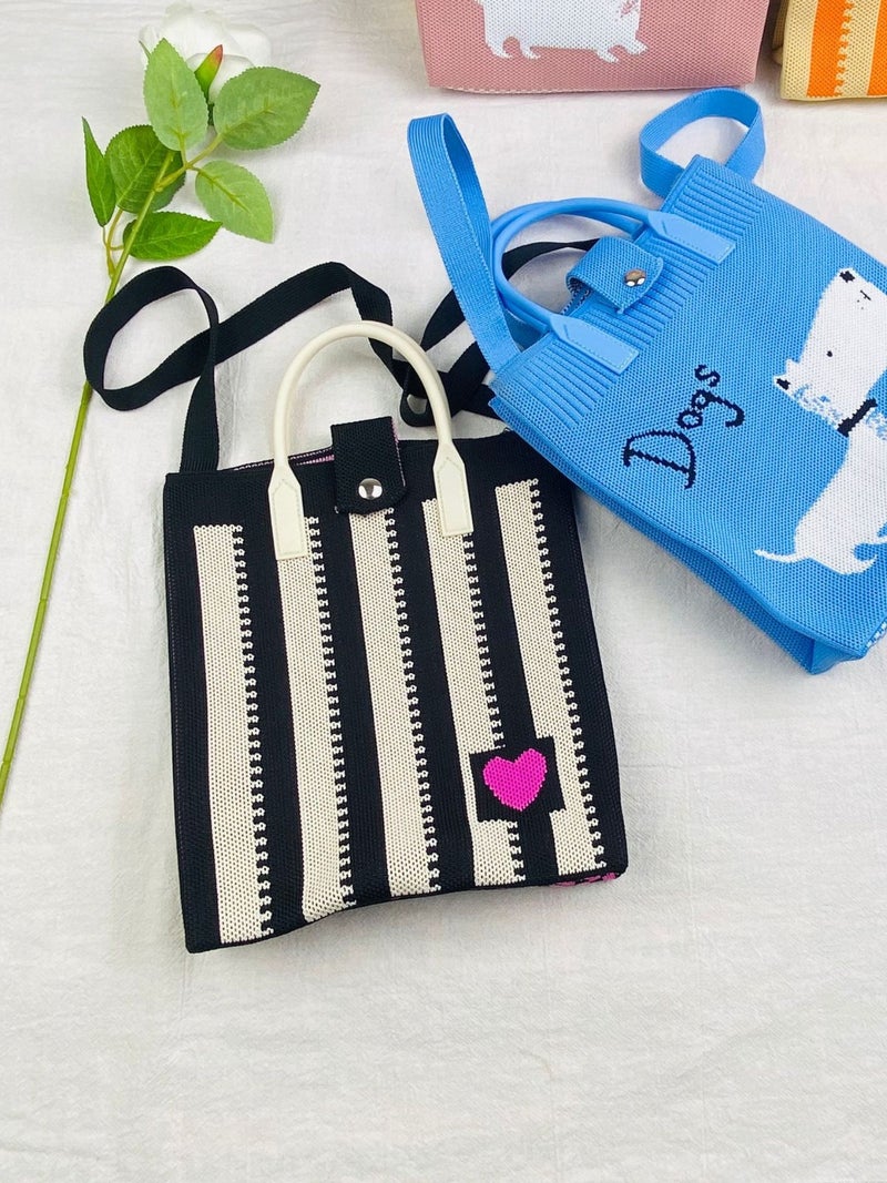 Silicone Handle Mini Knitted Crossbody Bag – Medium Square Design for Women - Image 4