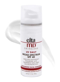 Elta MD UV Daily Face Sunscreen with Zinc Oxide, SPF 40 Facial Sunscreen, Helps Hydrate Skin and Decrease Wrinkles, Lightweight Face Moisturizer Sunscreen, Absorbs into Skin Quickly, 1.7 Oz  - Image 1