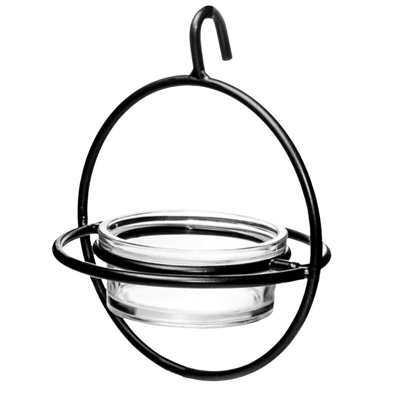 Monarch Abode Hanging Bird Feeder for Outdoors â€“ Hanging Zazu Birdfeeder with Clear Glass Bowl & Metal Perch for Small Birds, Matte Black Decorative Wild Bird Feeder for Outside Garden Patio Deck Yard - Image 1