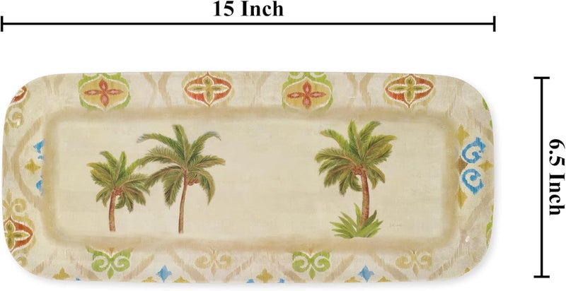 UP صينية تقديم ميلامين من UPware Ikat Palm 15 × 65 بوصة مستطيلة خالية من BPA لحفلات الترفيه - Image 2