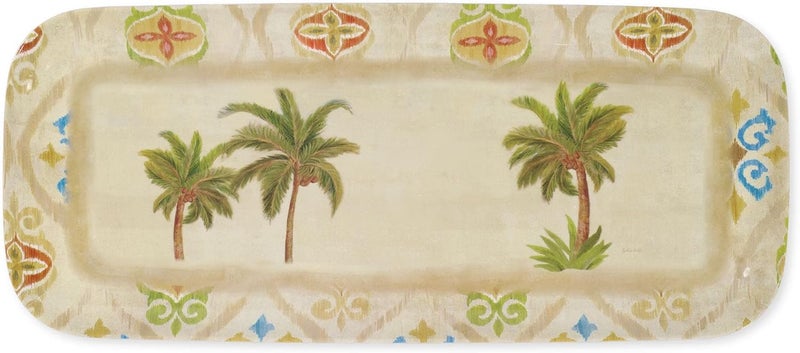 UP صينية تقديم ميلامين من UPware Ikat Palm 15 × 65 بوصة مستطيلة خالية من BPA لحفلات الترفيه - Image 1