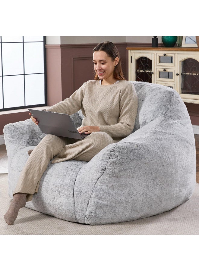 Homguava Homguava Bean Bag Chair Bean Bag Chairs for Adults Beanbag Giant Bean Bag Chair with Spacious Design Bean Bag Couch with Armrest Large Bean Bag Chair with Filler for Living Room Bedroom (Light Grey)  - Image 1