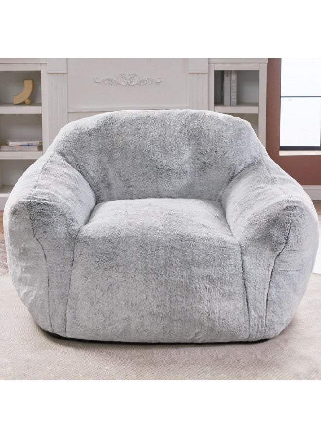 Homguava Homguava Bean Bag Chair Bean Bag Chairs for Adults Beanbag Giant Bean Bag Chair with Spacious Design Bean Bag Couch with Armrest Large Bean Bag Chair with Filler for Living Room Bedroom (Light Grey)  - Image 2