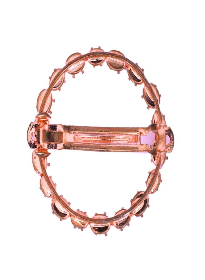 Jwella Elegant Rose Gold Round Hair Clip -Oval Crystal Barrette for Women & Girls - Image 4