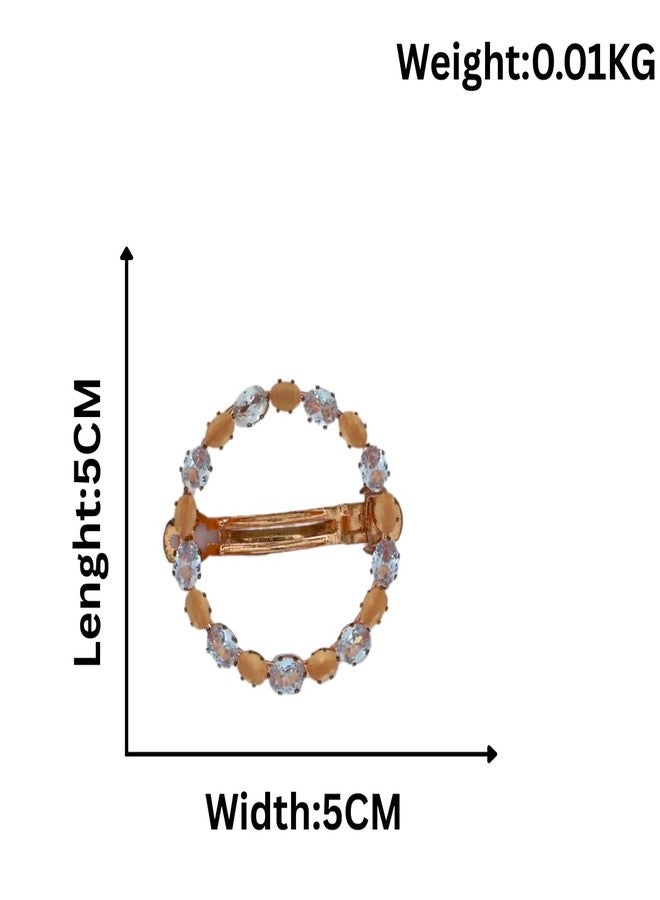 Jwella Elegant Rose Gold Round Hair Clip -Oval Crystal Barrette for Women & Girls - Image 5