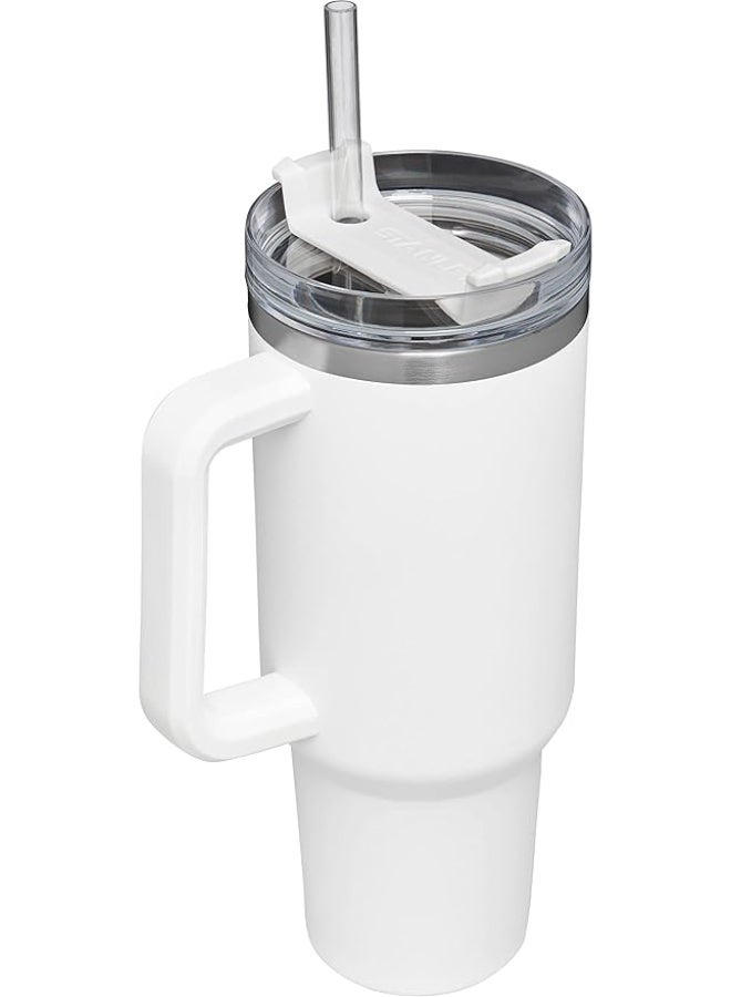 كوب Quencher H2.0 Flowstat معزول بالفراغ من الفولاذ المقاوم للصدأ مع غطاء وقشة للمياه والشاي المثلج والقهوة والعصائر والمزيد، سعة 1.18 لتر، ستانلي