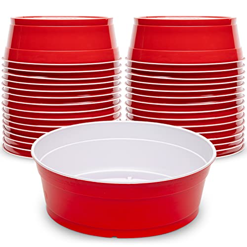 GoBig Red Party Cup Bowls - 30 Large Disposable Plastic Bowls - Image 1
