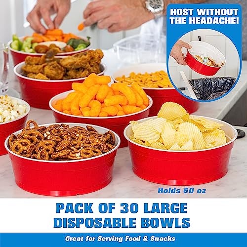 GoBig Red Party Cup Bowls - 30 Large Disposable Plastic Bowls - Image 2