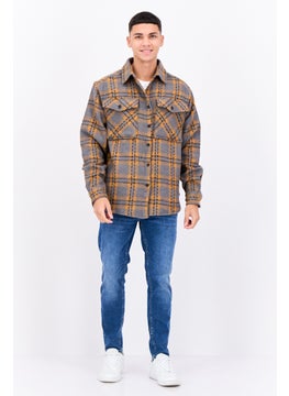 Sovereign Code Men Regular Fit Plaid Shirt Jackets, Grey  - Image 4