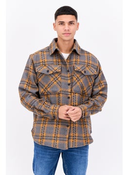 Sovereign Code Men Regular Fit Plaid Shirt Jackets, Grey  - Image 1