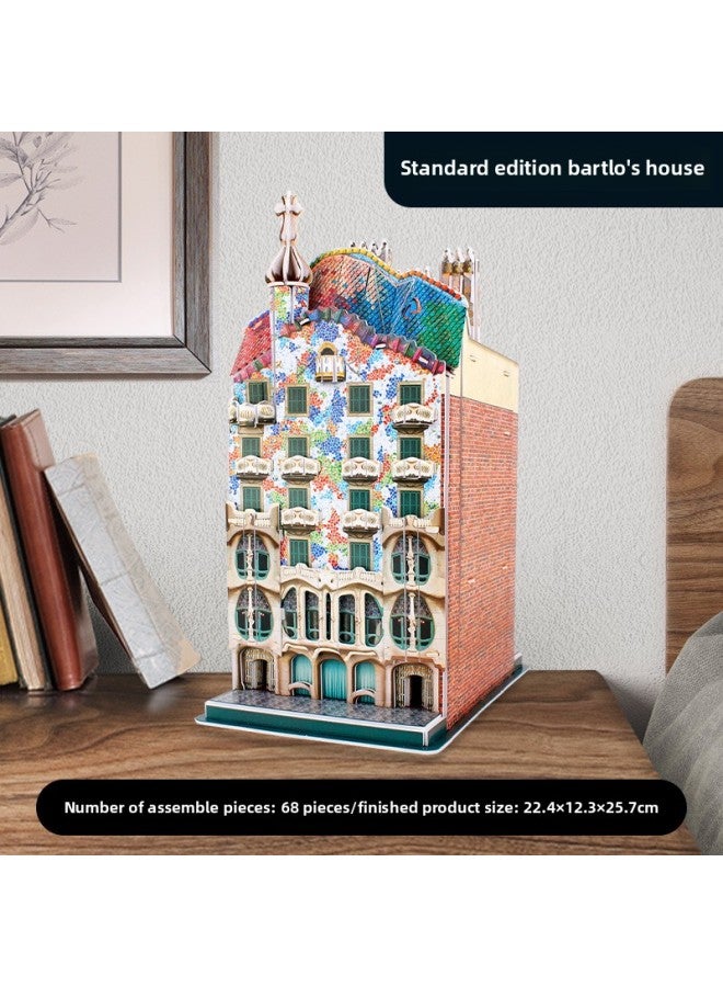 Lecube 3D Three-dimensional Puzzle Creative Children's Toy Gift DIY Dubai Hotel World Famous Building Model-Color:C240h Bartlow House - Image 1
