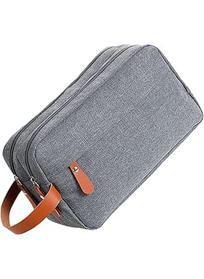 Dual Layer Travel Toiletries Organizer Portable Wash Bag Compact Lightweight Gray - Image 1