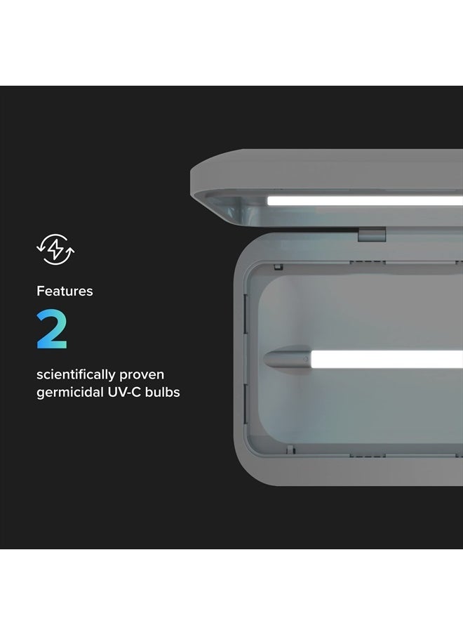 PhoneSoap - 3 UV Cell Phone Sanitizer & Dual Universal Cell Phone Charger Box | Patented & Clinically Proven 360-Degree UV-C Light Sanitizer | Disinfects and Charges All Phones (Black) - Image 1