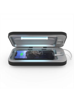 3 UV Cell Phone Sanitizer & Dual Universal Cell Phone Charger Box | Patented & Clinically Proven 360-Degree UV-C Light Sanitizer | Disinfects and Charges All Phones (Black)