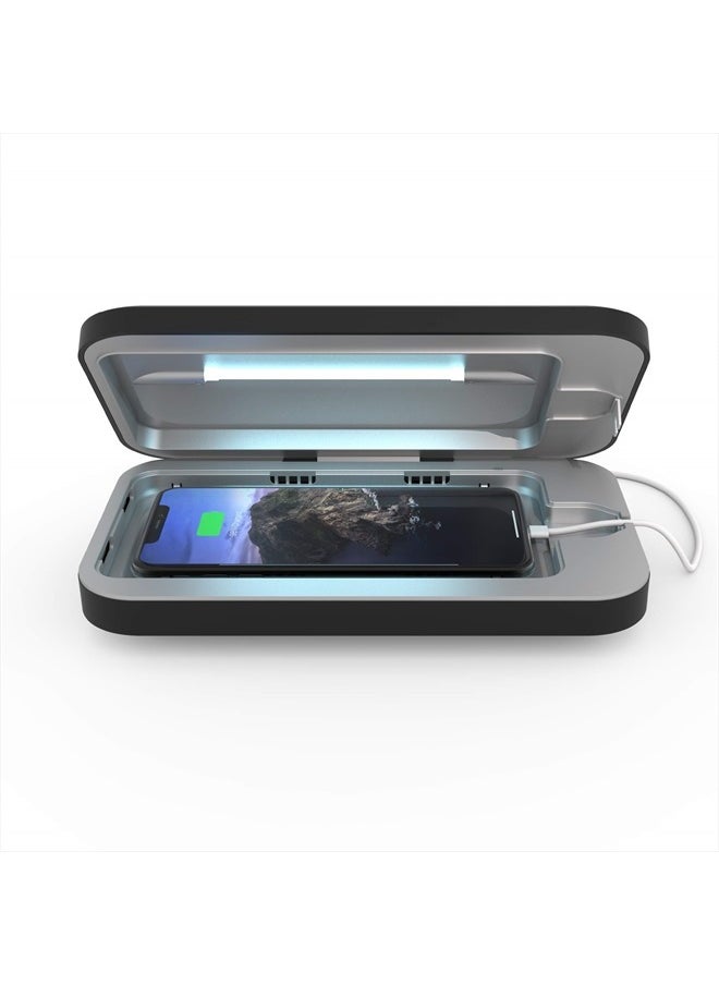 PhoneSoap - 3 UV Cell Phone Sanitizer & Dual Universal Cell Phone Charger Box | Patented & Clinically Proven 360-Degree UV-C Light Sanitizer | Disinfects and Charges All Phones (Black) - Image 1