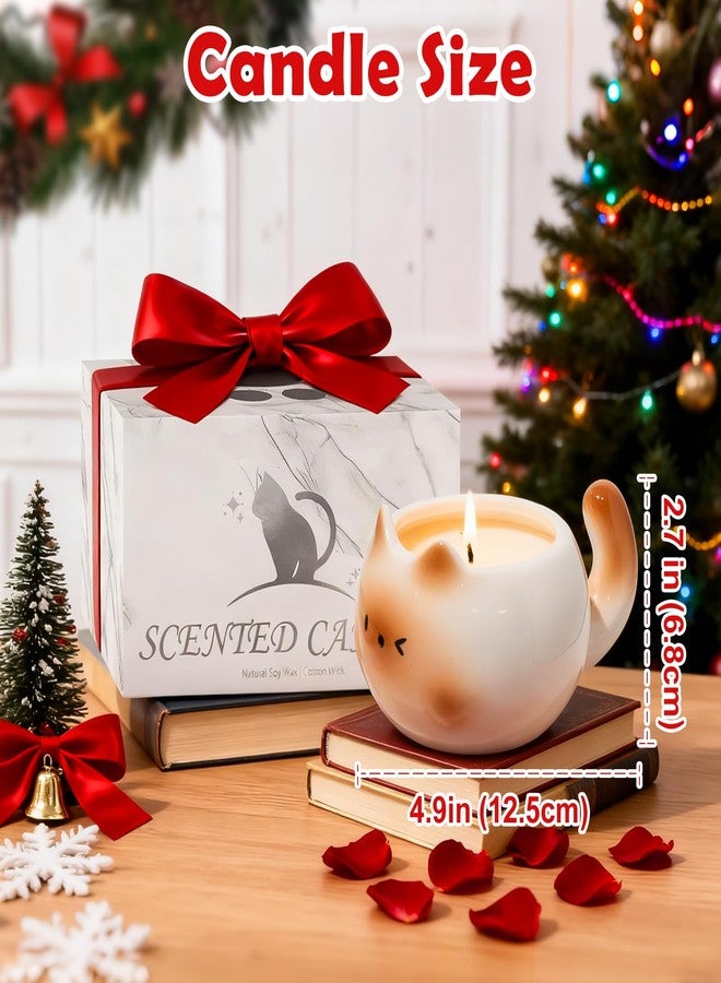 ATOMAKER Luxury Scented Candles, Natural Soy Wax Candles for Home, Rose Scented Candle with Cat Jar, Long Burning Time, Gifts for Women & Men, Ideal Christmas Gift for Creating Relaxing Atmosphere - Image 3
