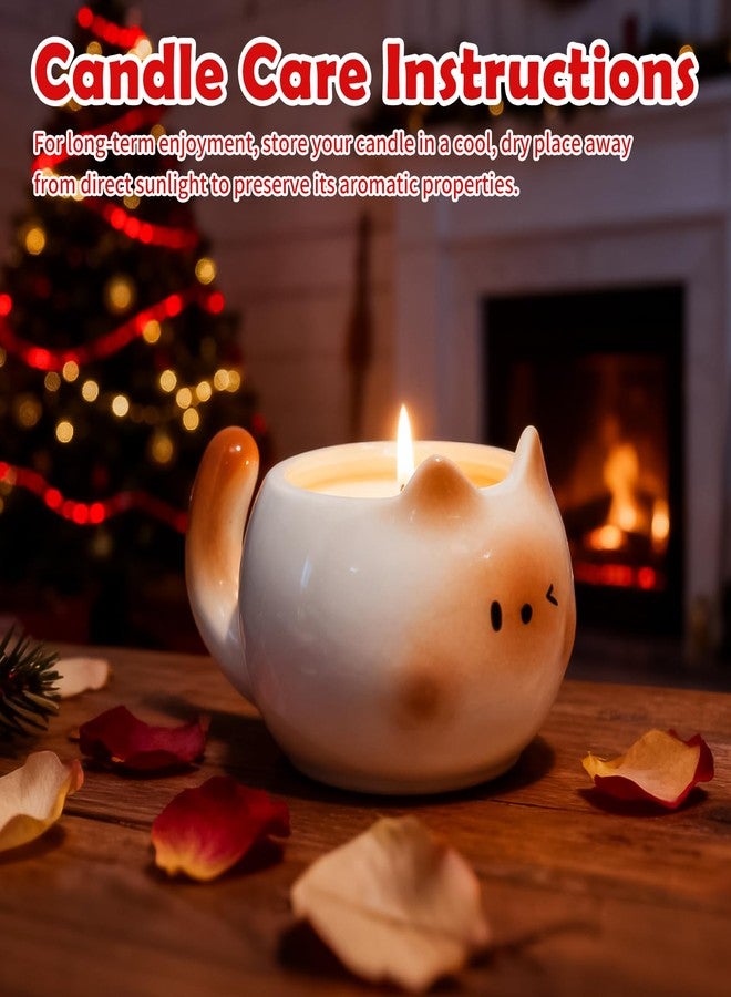ATOMAKER Luxury Scented Candles, Natural Soy Wax Candles for Home, Rose Scented Candle with Cat Jar, Long Burning Time, Gifts for Women & Men, Ideal Christmas Gift for Creating Relaxing Atmosphere - Image 5