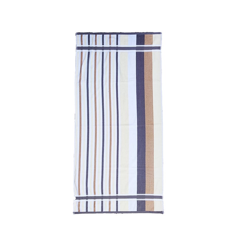 Space Fly Cotton Bath Towel Cabana Multi-Stripe Set of Bath Towel and Hand Towel Size 28x58 Inch (Plum Multi-Stripe) Set of 1. - Image 4