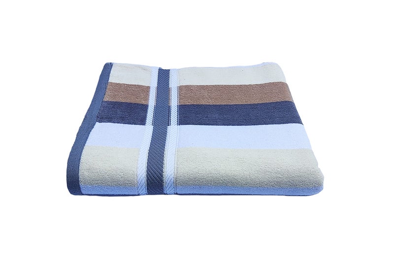Space Fly Cotton Bath Towel Cabana Multi-Stripe Set of Bath Towel and Hand Towel Size 28x58 Inch (Plum Multi-Stripe) Set of 1. - Image 2