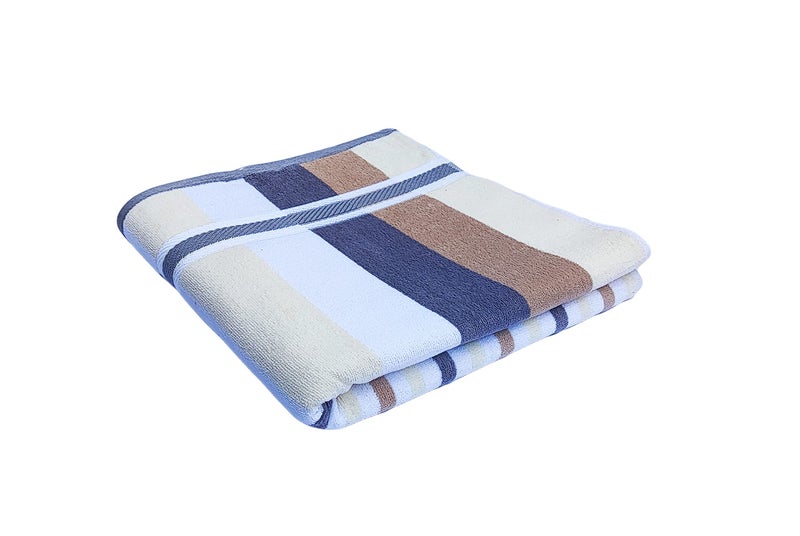 Space Fly Cotton Bath Towel Cabana Multi-Stripe Set of Bath Towel and Hand Towel Size 28x58 Inch (Plum Multi-Stripe) Set of 1. - Image 1