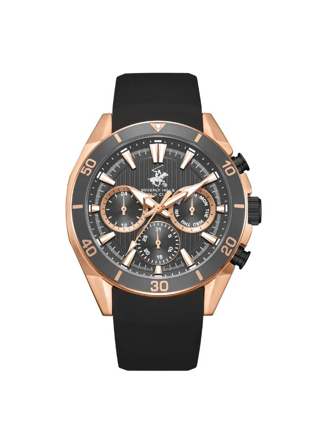 بيفرلي هيلز بولو كلوب BEVERLY HILLS POLO CLUB BP3730X.461 Men's Multi Function Display Watch & Silicone Strap BLACK