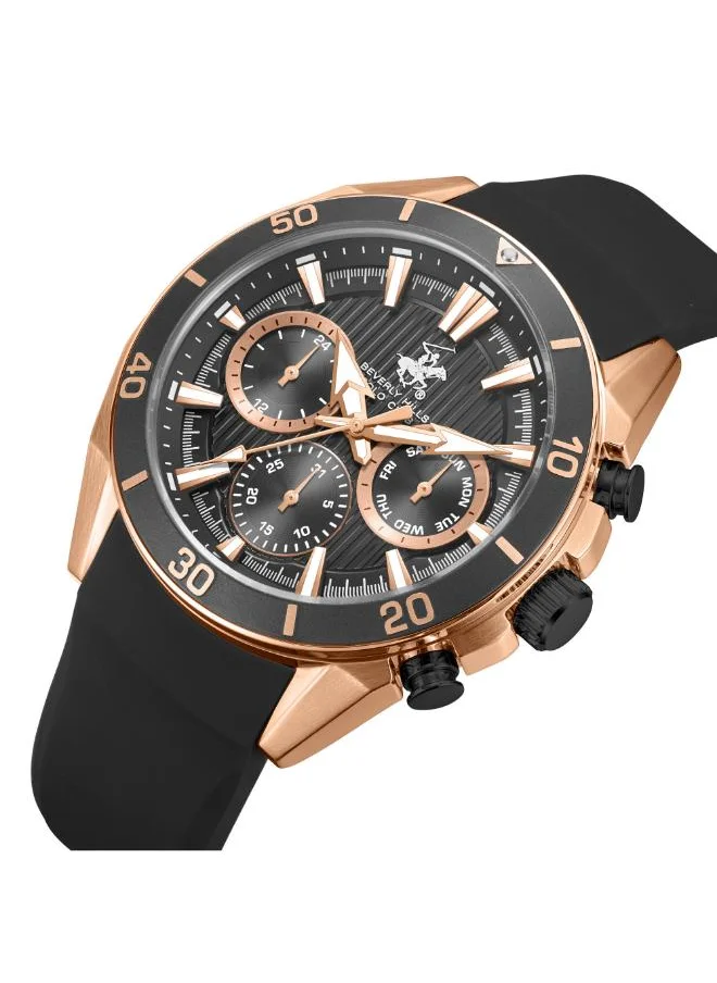 بيفرلي هيلز بولو كلوب BEVERLY HILLS POLO CLUB BP3730X.461 Men's Multi Function Display Watch & Silicone Strap BLACK