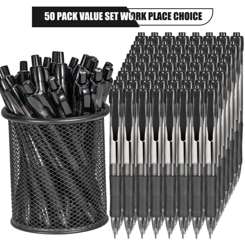 deegtran Pens Bulk, 50 Pack No Bleed Black Ink Click Pens with Soft Grip, Wholesale Retractable Ballpoint Pens for Office School, Medium Point Smooth 1.0MM - Image 2