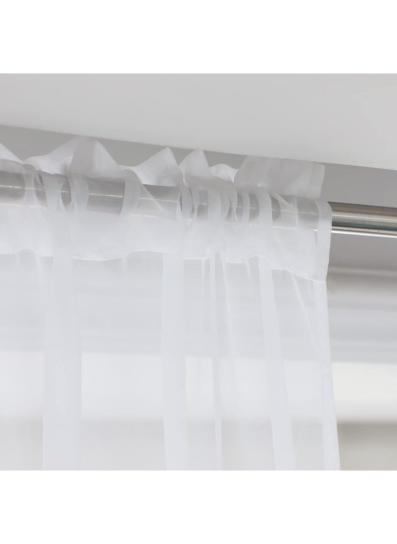 L&TEC Window Sheer White Curtains 52x83.97 Inches Long 2 Panels Basic Rod Pocket Panel for Bedroom Children Living Room Yard  - Image 5