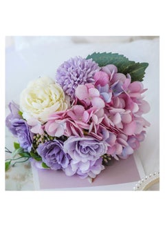 Y&D Artificial Flowers With Vases, Fake Rose Bouquet Table Decoration, Hydrangea Flower Wedding Party Family Bedroom Living Room Decoration  - Image 2