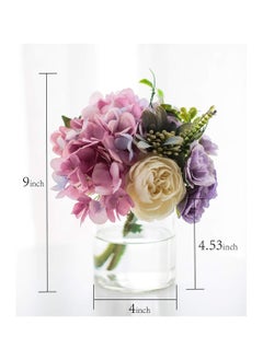 Y&D Artificial Flowers With Vases, Fake Rose Bouquet Table Decoration, Hydrangea Flower Wedding Party Family Bedroom Living Room Decoration  - Image 3