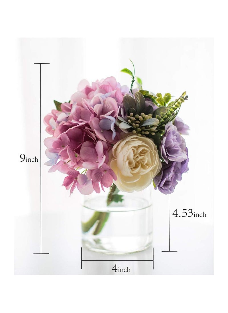 Y&D Artificial Flowers With Vases, Fake Rose Bouquet Table Decoration, Hydrangea Flower Wedding Party Family Bedroom Living Room Decoration  - Image 3