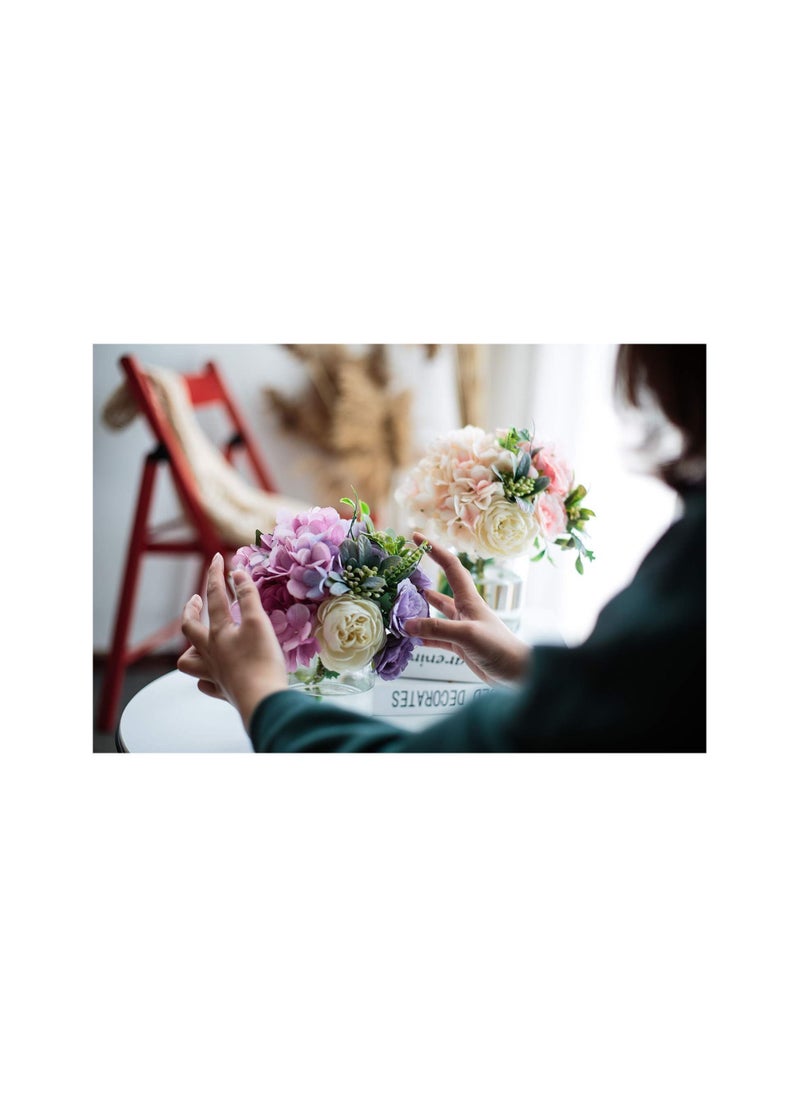 Y&D Artificial Flowers With Vases, Fake Rose Bouquet Table Decoration, Hydrangea Flower Wedding Party Family Bedroom Living Room Decoration  - Image 5