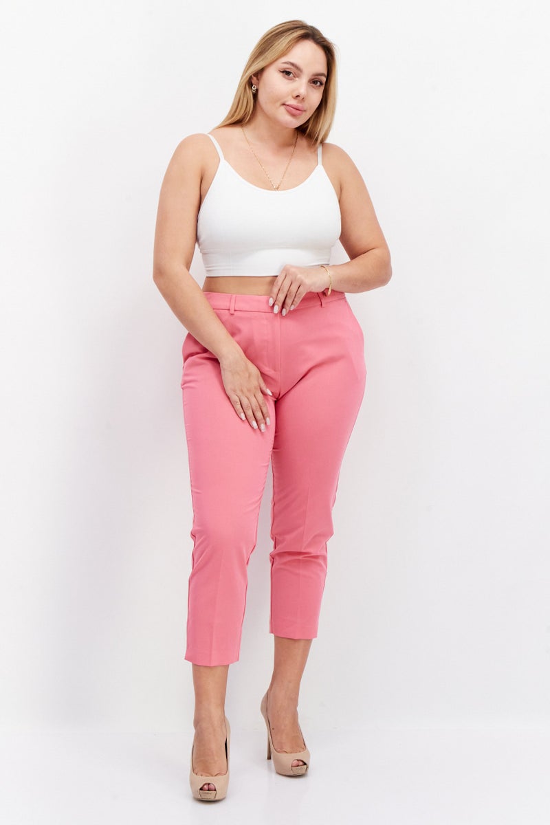 DOROTHY PERKINS Women Petite Plain Dress Pant, Pink - Image 2