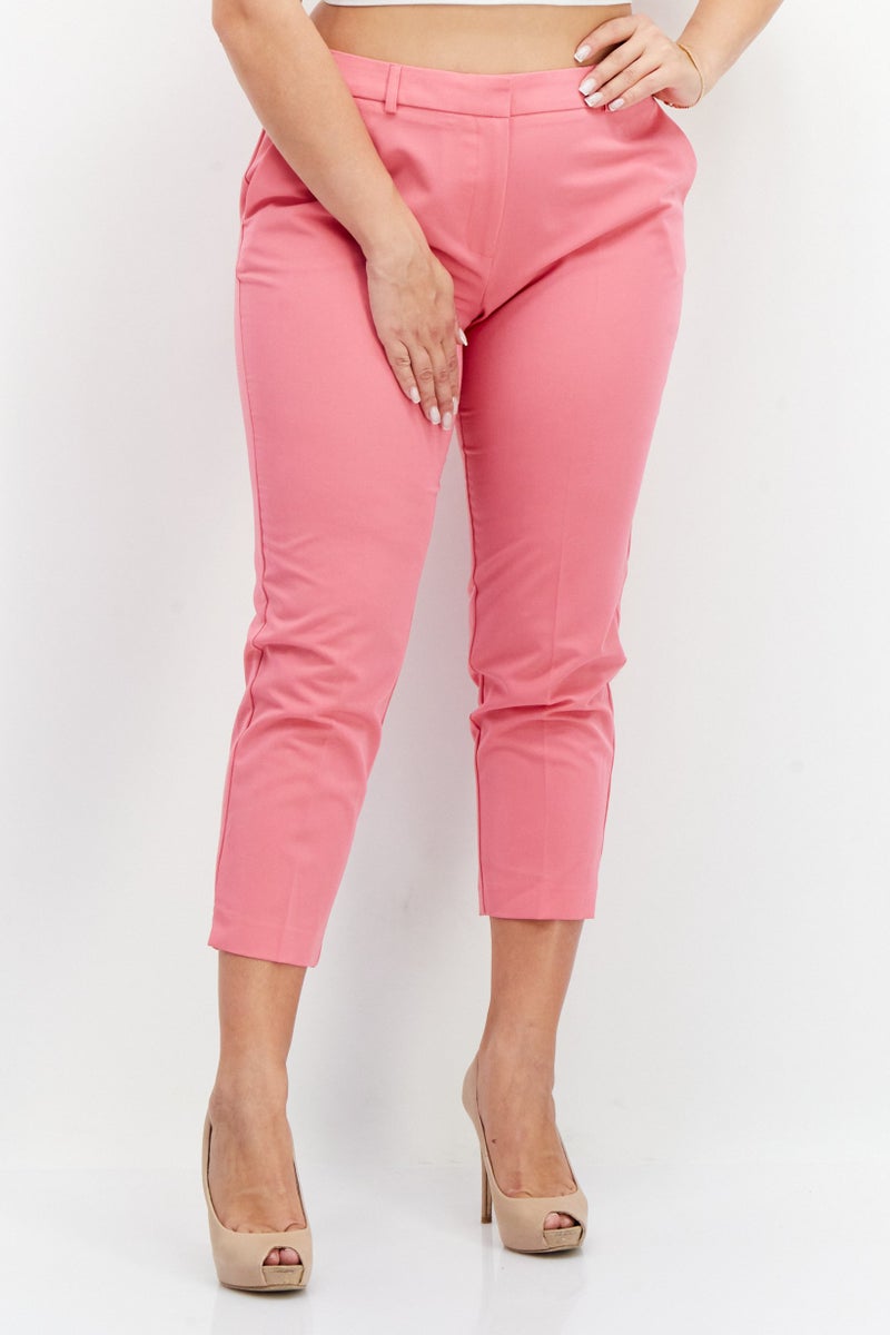 DOROTHY PERKINS Women Petite Plain Dress Pant, Pink - Image 1