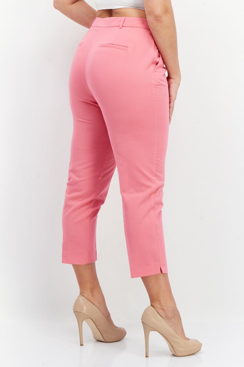 DOROTHY PERKINS Women Petite Plain Dress Pant, Pink - Image 4