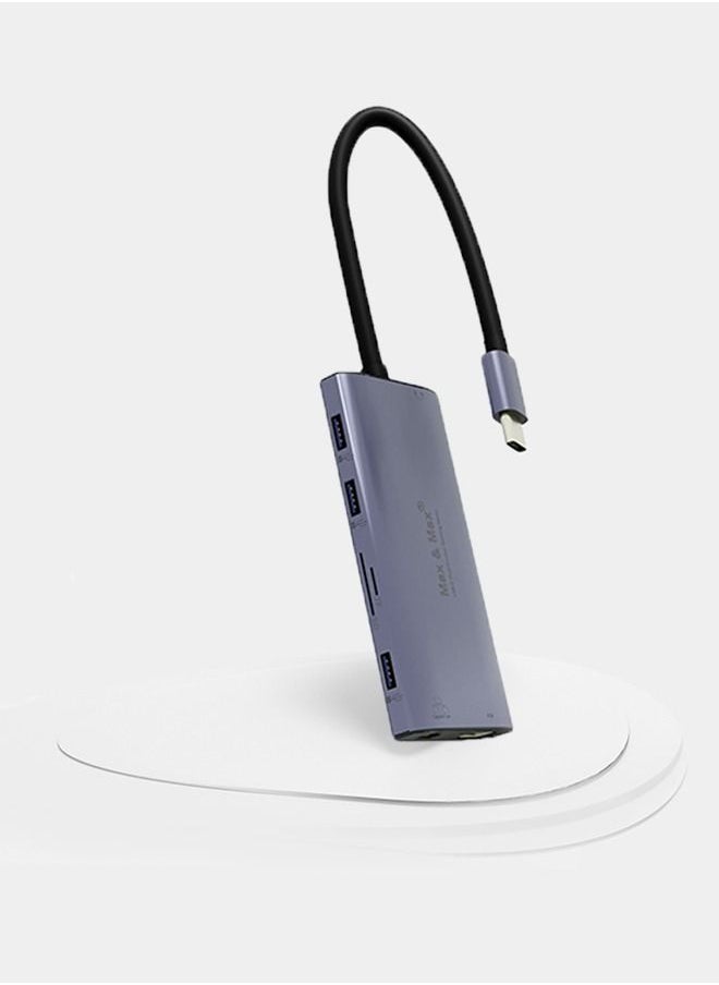 Max & Max - 12 in 1 Multi-Function USB C Hub Dual HDMI Adapter Dock Station USB3.0, 3.1, 4K 2*HDMI, Audio and Micro SD, RJ45, VGA Compatible with MacBook Pro/Air, Chromebook, HP, Dell, Asus, Lenovo, and More - Image 1
