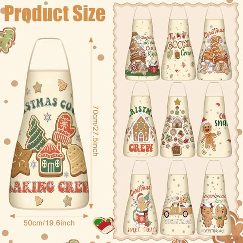 Toulite 10 Pcs Gingerbread Man Christmas Apron Adjustable Kitchen Cooking Aprons BBQ Bib Funny Chef Apron for Women men XmasMulticolor - Image 3