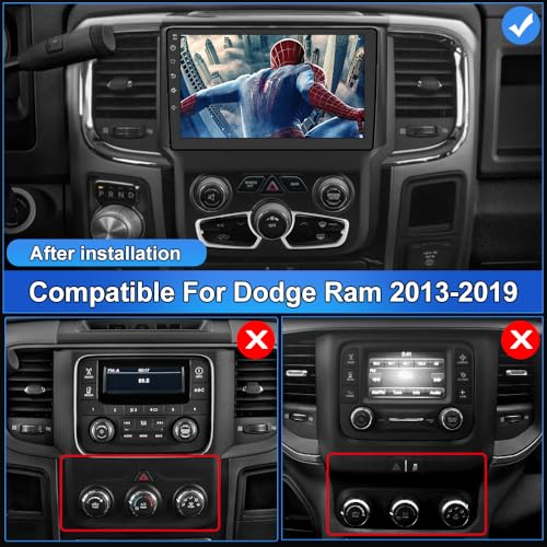 j Junsun Car Radio Stereo for Dodge Ram 2013-2019 1500 2500 3500 Built in Carplay/Android Auto 9 inch Head Unit 2G RAM 32G ROM with DSP BT GPS FM WiFi Automatic AC - Image 2