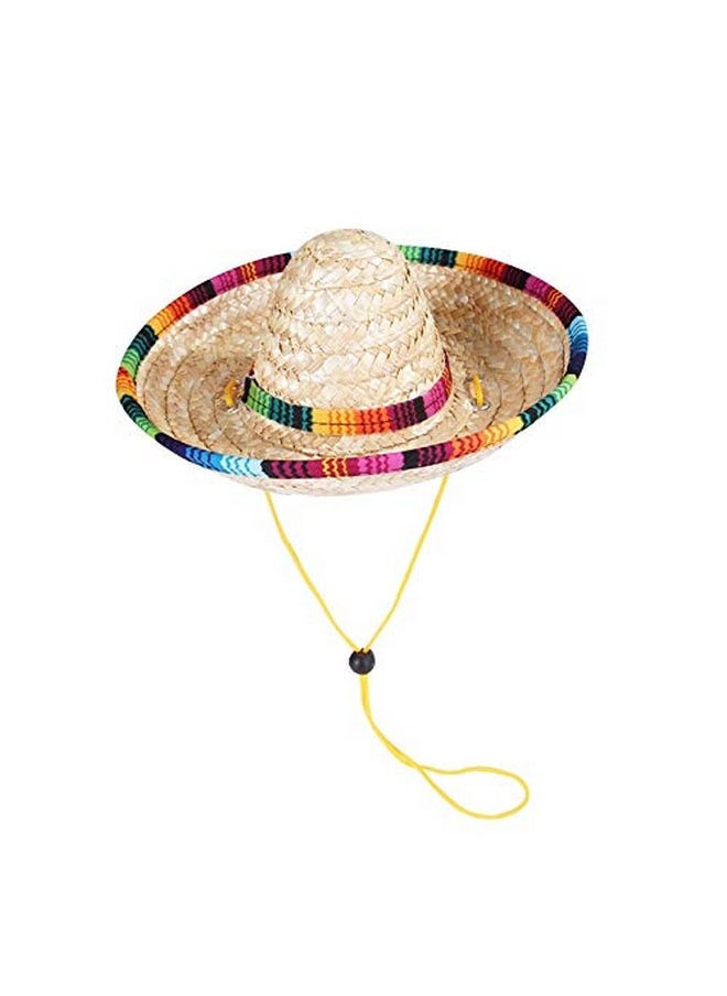 CheeseandU - CheeseandU 2Pack Handcrafted Pet Straw Hat with Adjustable Chin Strap, Lovely Sun Hat Funny Mexican Party Costume Party Photo Prop Dog Sombrero Hat for Dog/Puppy/Cat/Kitty - Image 1