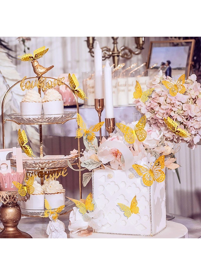 Peachjoy 3D Butterfly Wall Decor - 48 Pcs, 4 Styles, 3 Sizes, Gold Butterfly Decorations for Birthday and Party Celebrations, Removable Stickers - Image 2