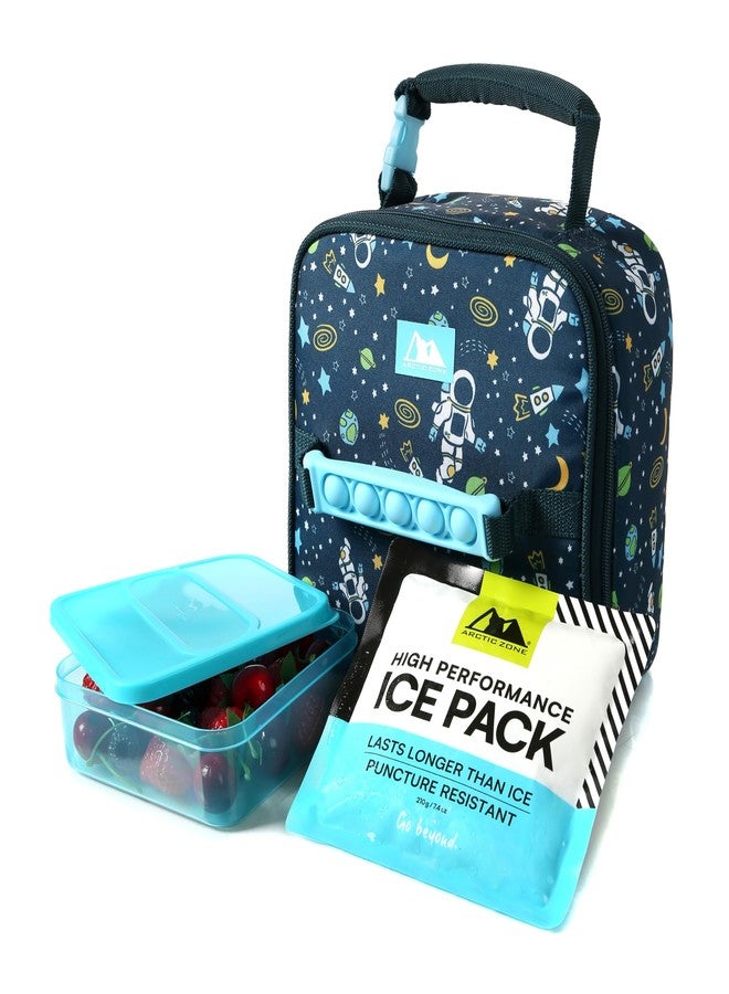Arctic Zone Pop-it Kids Lunch Box Combo with Sensory Pop Handle, 210g Ice Pack, and Sandwich Container, Space Odyssey - Image 1