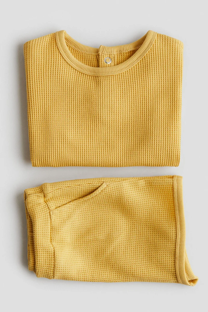 اتش اند ام طقم جيرسيه بنمط وافل - قطعتين