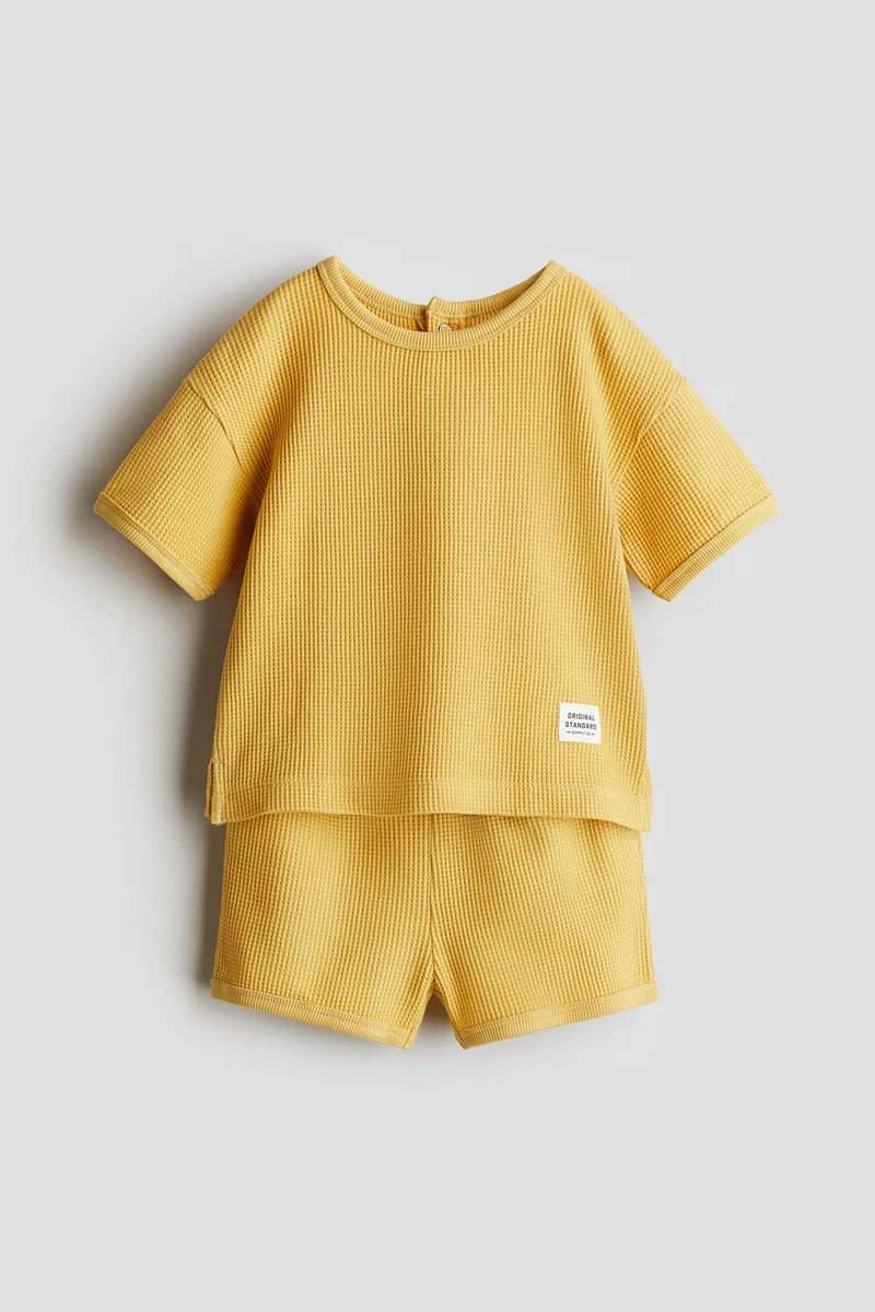 اتش اند ام طقم جيرسيه بنمط وافل - قطعتين