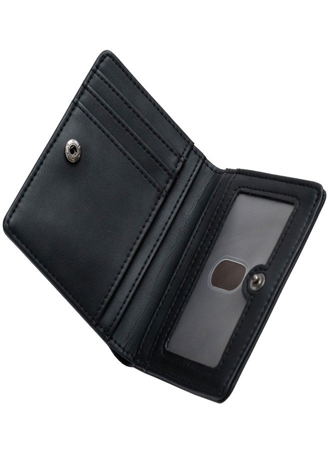 Alldaily محفظة Alldaily الصغيرة بتقنية RFID للنساء، نحيفة وصغيرة الحجم، قابلة للطي، جيب ثنائي، محفظة سفر صغيرة للسيدات (أسود) - Image 1