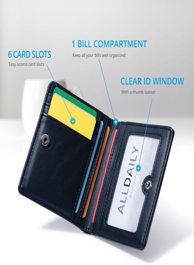 Alldaily محفظة Alldaily الصغيرة بتقنية RFID للنساء، نحيفة وصغيرة الحجم، قابلة للطي، جيب ثنائي، محفظة سفر صغيرة للسيدات (أسود) - Image 4